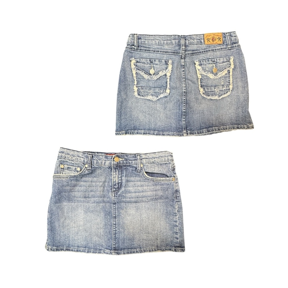 Y2K Fox Jeans Mid Wash Blue Denim Mini Skirt Size 7/8